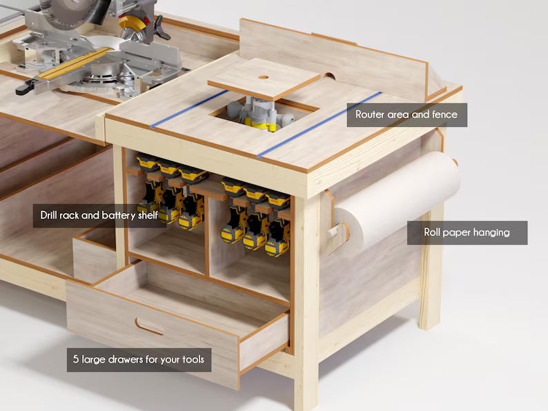 Professional Workbench Building Plan Instant Download