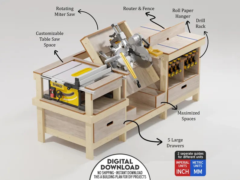 Professional Workbench Building Plan Instant Download
