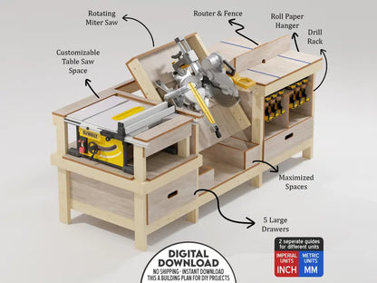 Professional Workbench Building Plan Instant Download